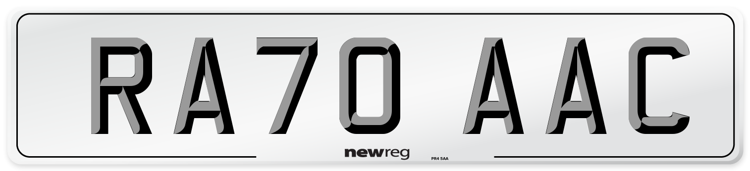 RA70 AAC Number Plate from New Reg